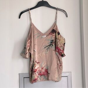 NWOT ARITZIA WILFRED Multicolor Floral Off-shoulder/ Cold Shoulder 100% Silk
